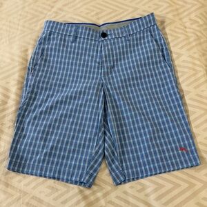 Tommy Bahama Performance Golf Sky Blue & White Check Casual Shorts